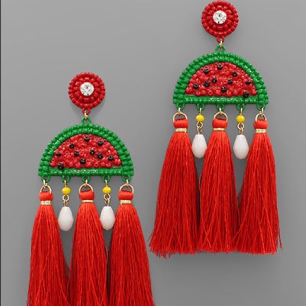 Watermelon 🍉 tassel earrings